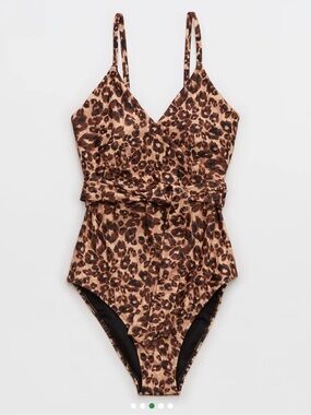 Aerie Leopard Wrap One Piece Swimsuit